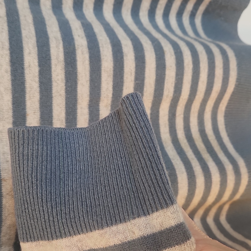 Striped Blue and Gray Sweater By VINCE - Picture 5 of 6